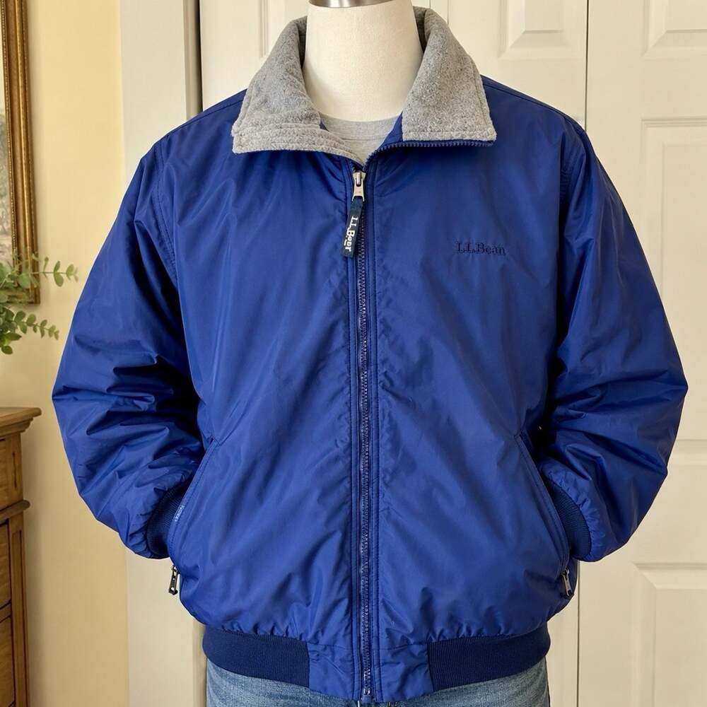 Vintage L.L. Bean Jacket Mens XL Blue Fleece Lined Nylon Retro 90s Outdoor Coat